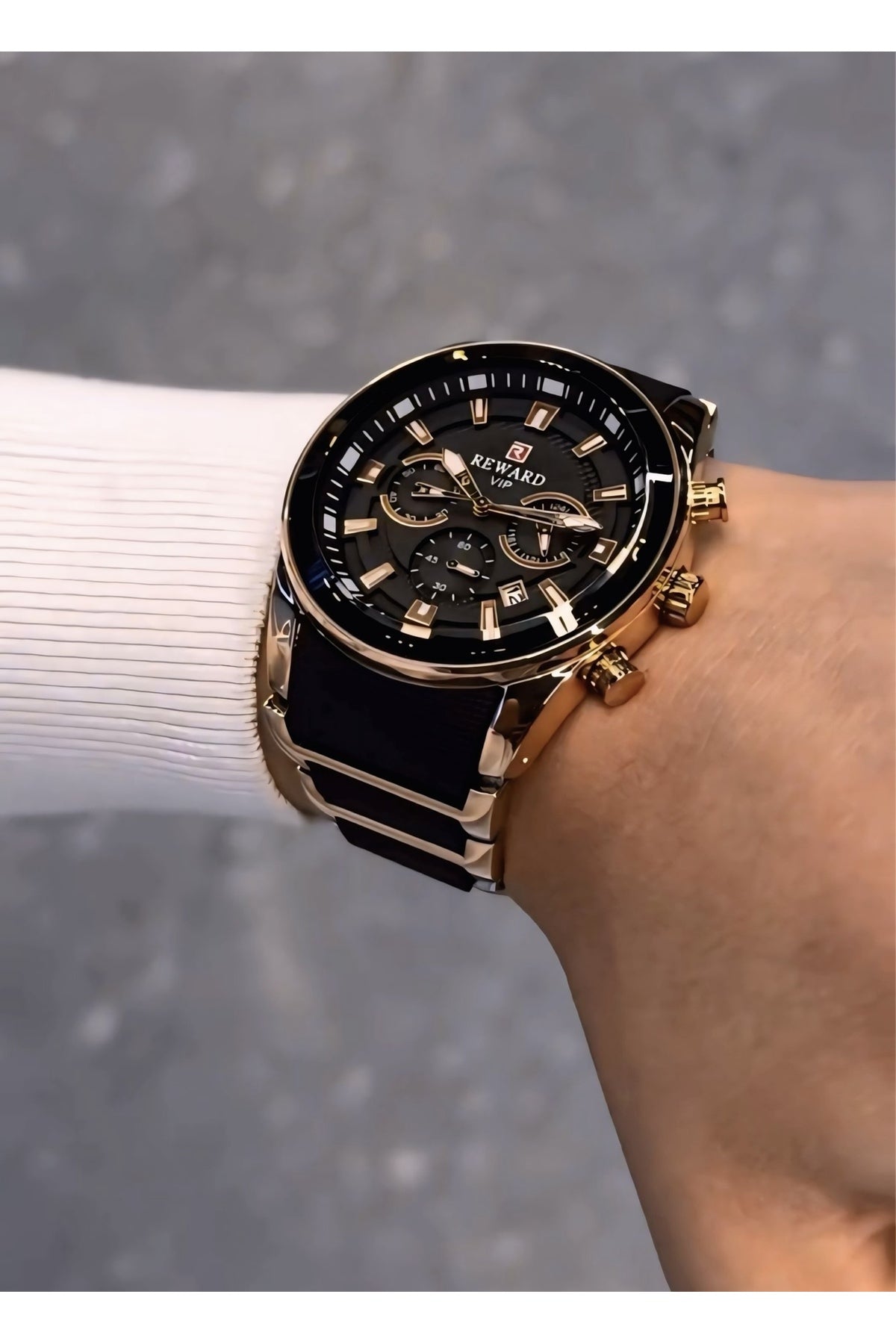 Reward VIP Men’s Luxury Analog Chronograph Style Watch – Premium Black Dial & Strap