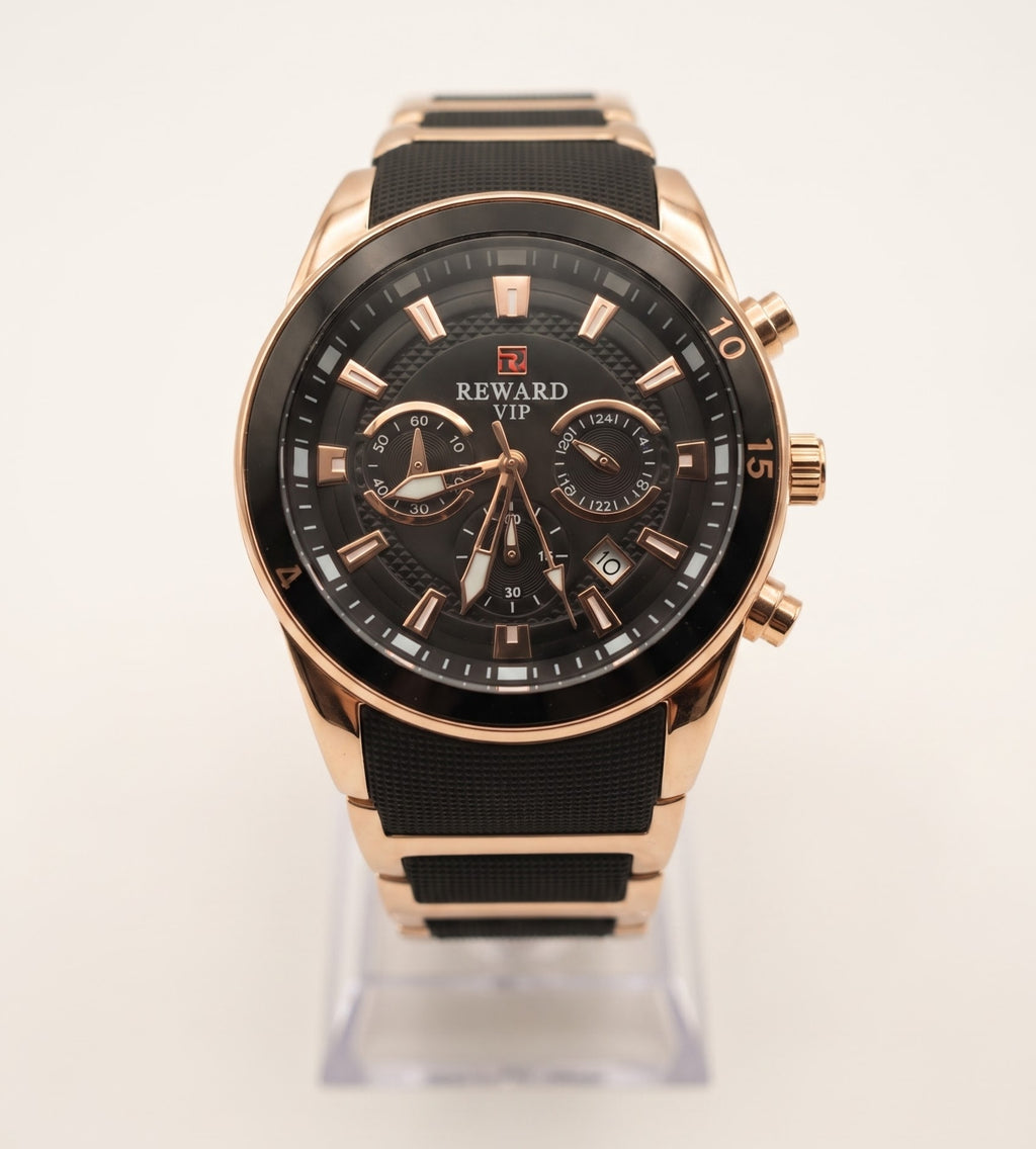 Reward VIP Men’s Luxury Analog Chronograph Style Watch – Premium Black Dial & Strap