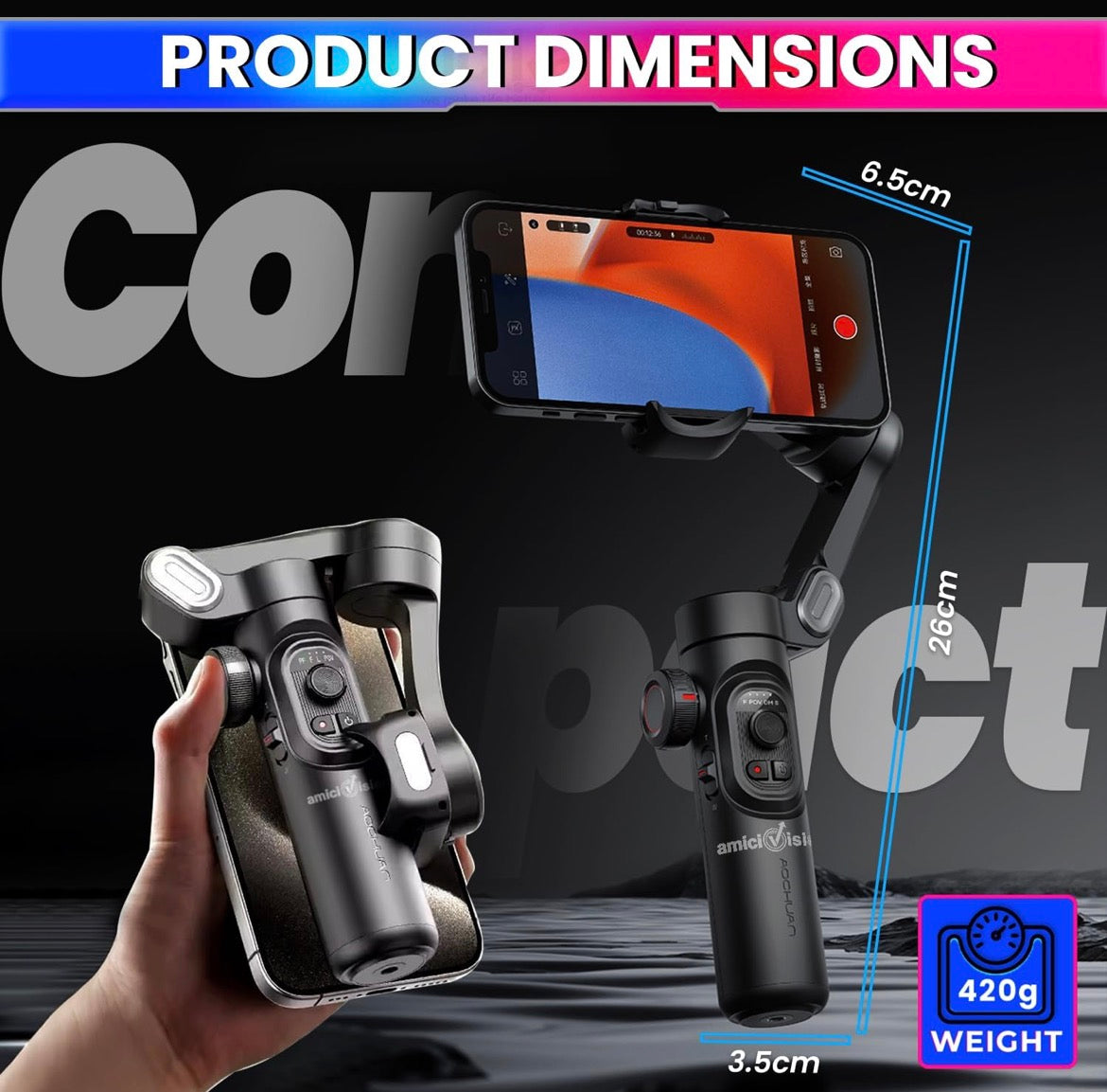 Smartphone Gimbal Stabilizer | Handheld Mobile Gimbal for Vlogging & Reels