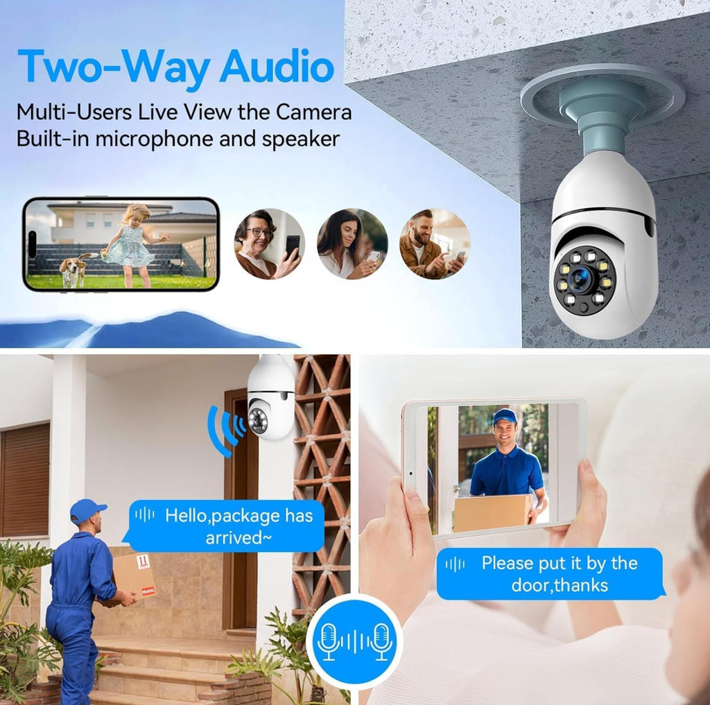4MP WiFi Bulb CCTV Camera. Mobile Full Control, Unlimited Device Connect