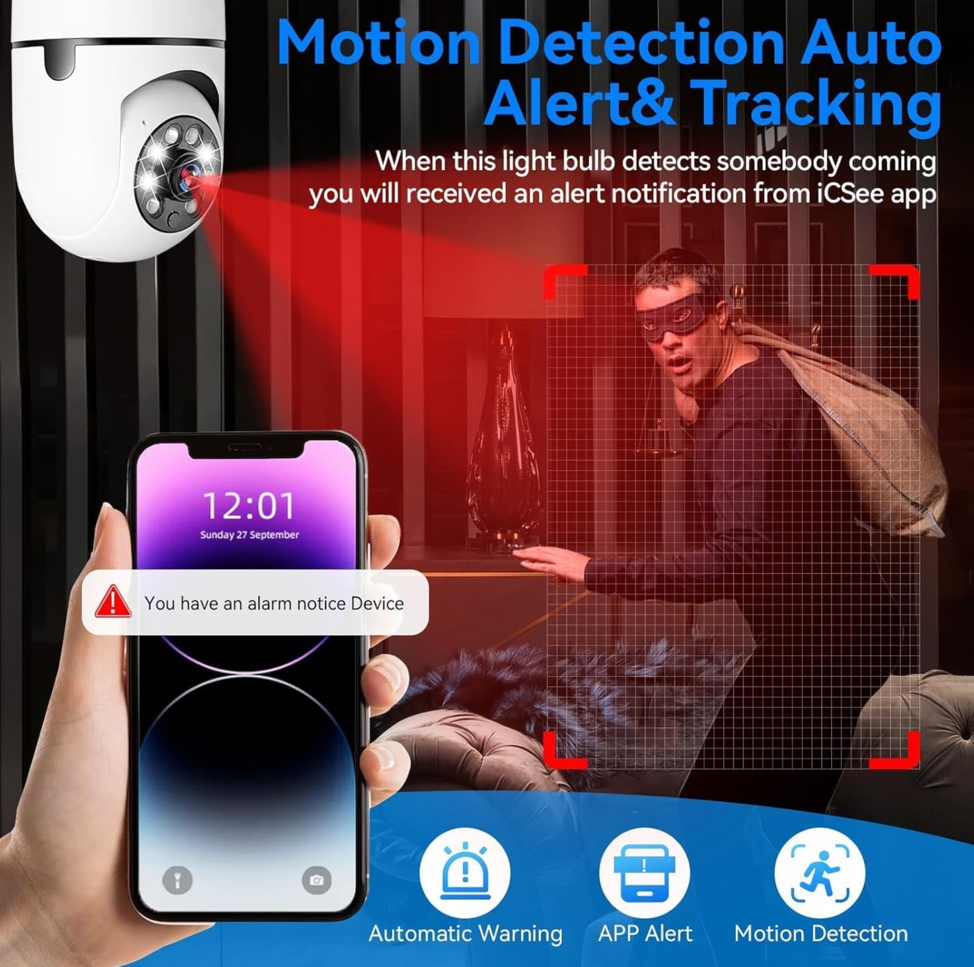 4MP WiFi Bulb CCTV Camera. Mobile Full Control, Unlimited Device Connect