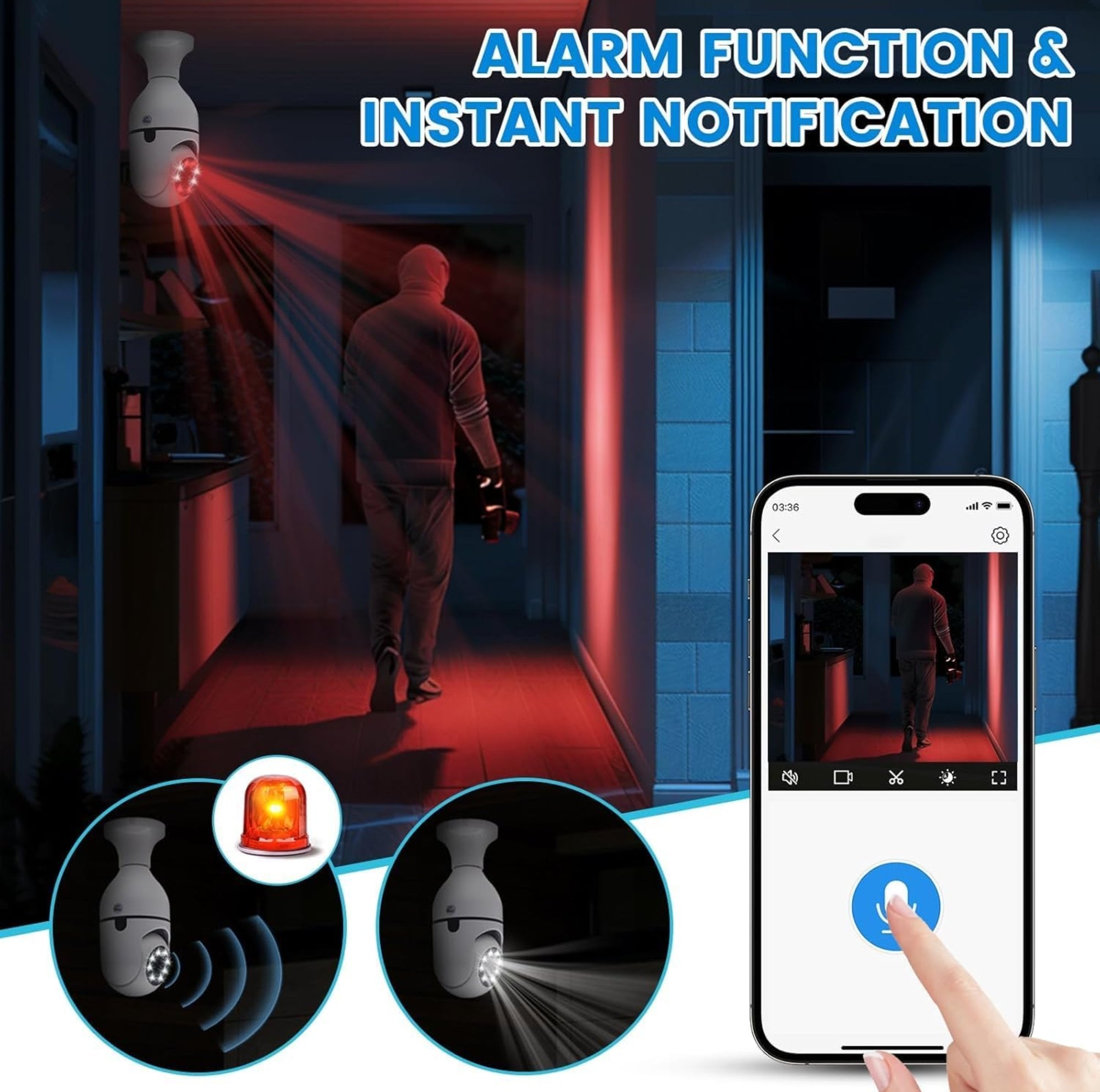 4MP WiFi Bulb CCTV Camera. Mobile Full Control, Unlimited Device Connect