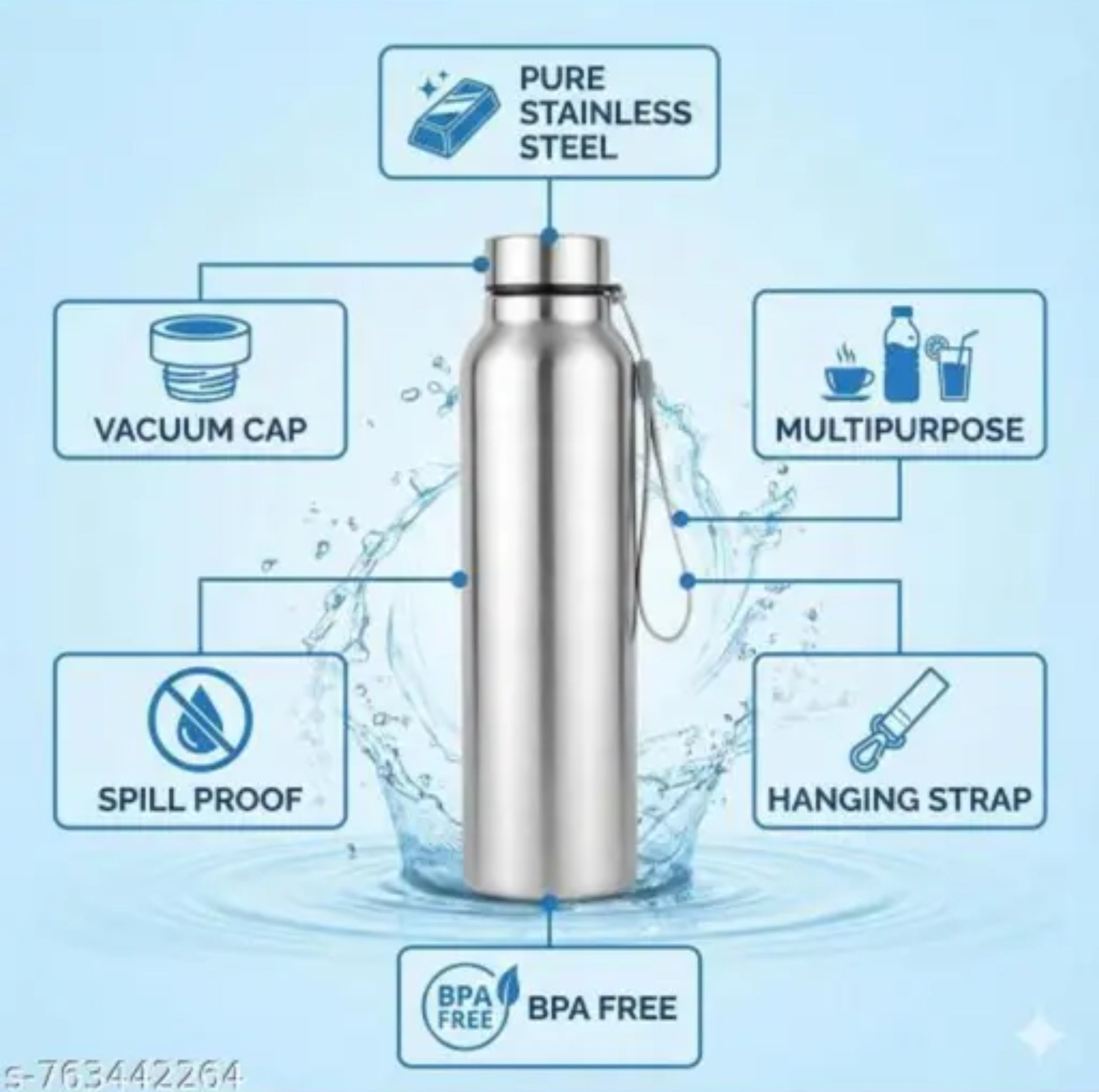 Stainless Steel Water Bottle – 6 Pcs Combo Pack