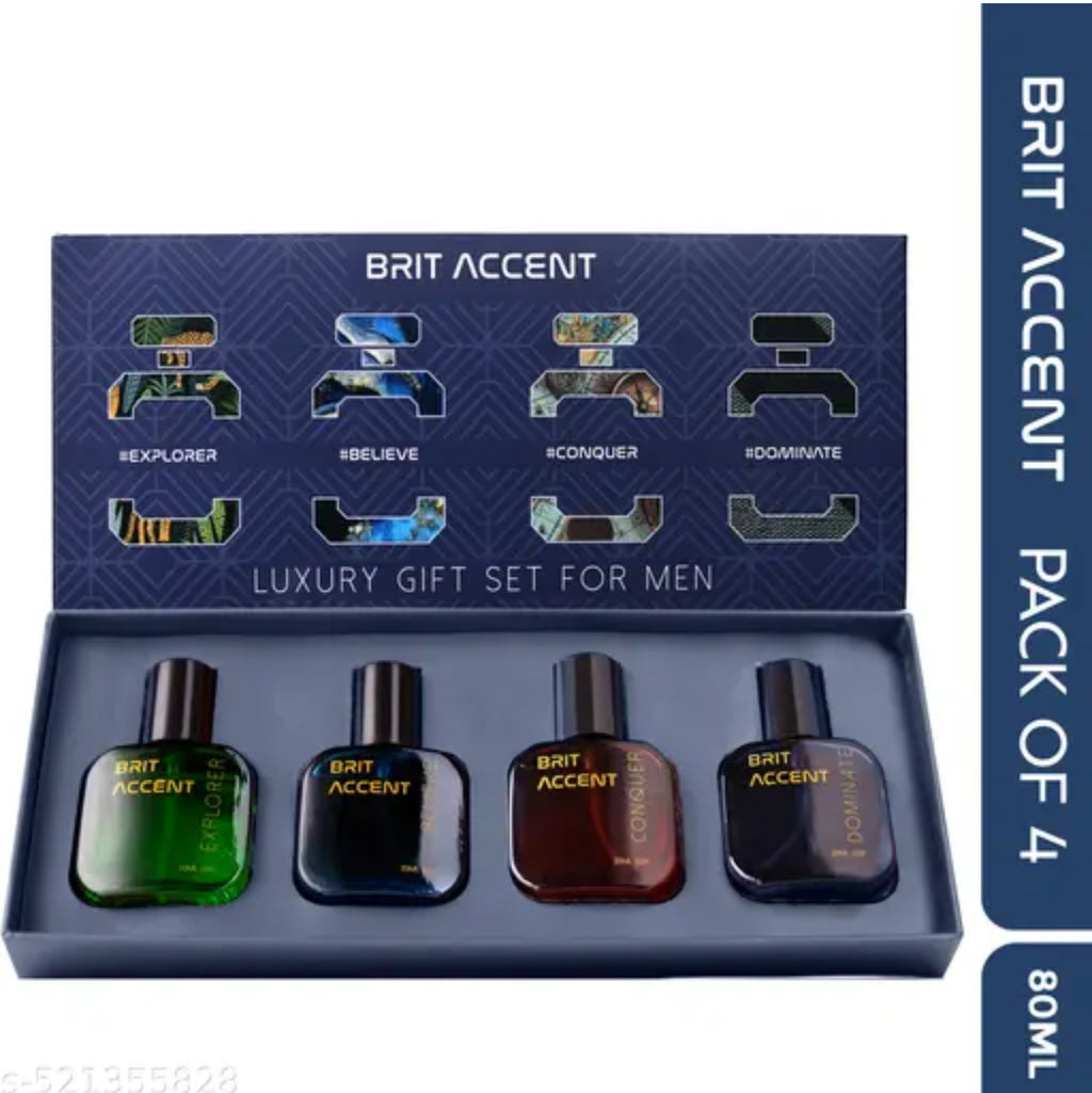 Brit Accent Luxury Gift Set for Men – Pack of 4 | Eau De Parfum 80 ML