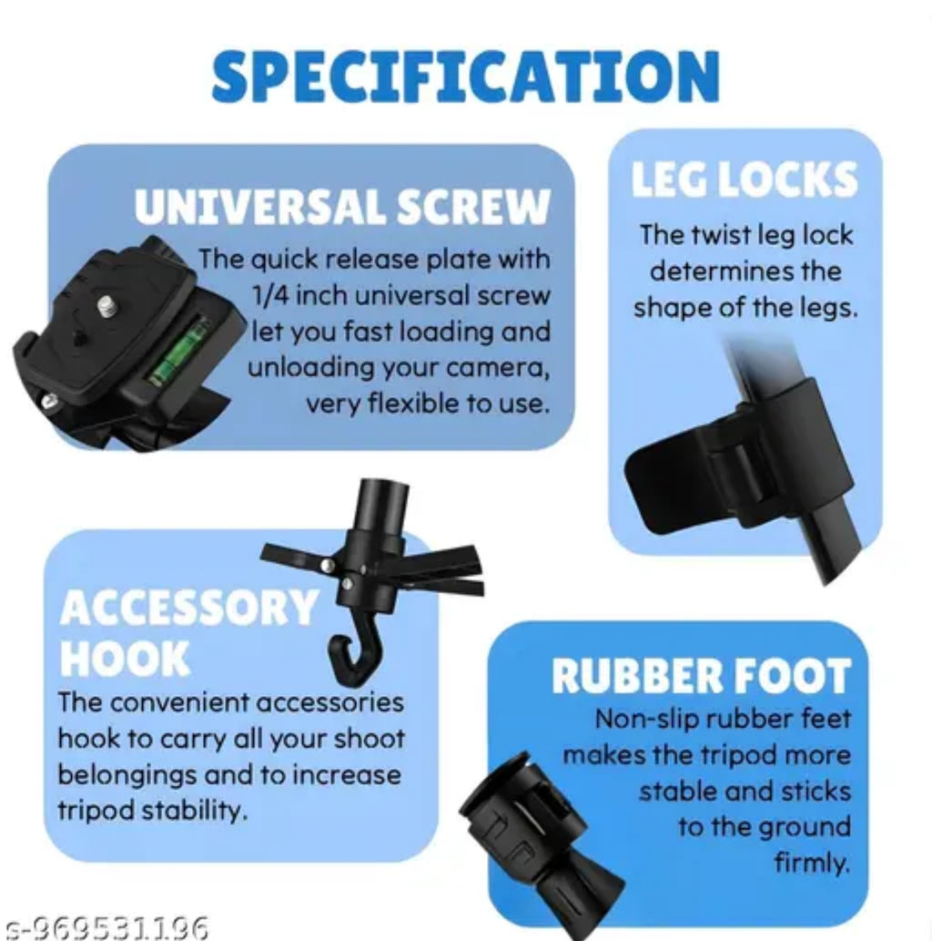 BRO CORE Lightweight Adjustable Camera Tripod Stand with Mobile Holder 7f