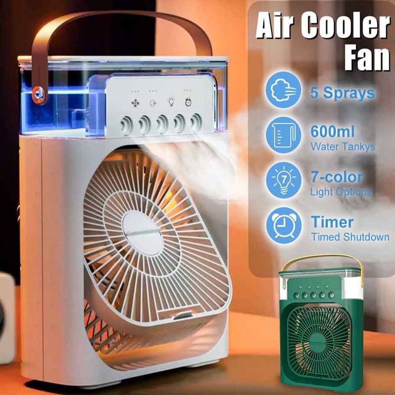 Mini Air Cooler Fan Bulit -In Soft LED Night Light Long Lasting Cooling