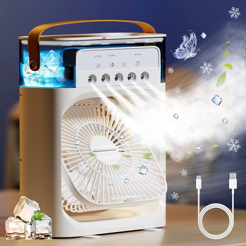 Mini Air Cooler Fan Bulit -In Soft LED Night Light Long Lasting Cooling