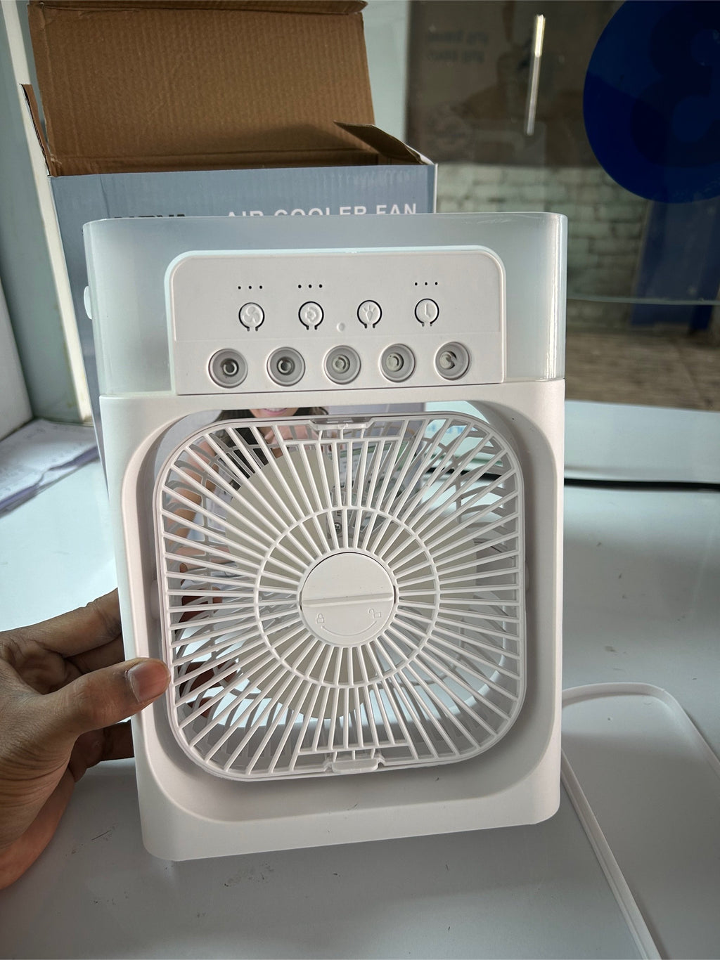 Mini Air Cooler Fan Bulit -In Soft LED Night Light Long Lasting Cooling